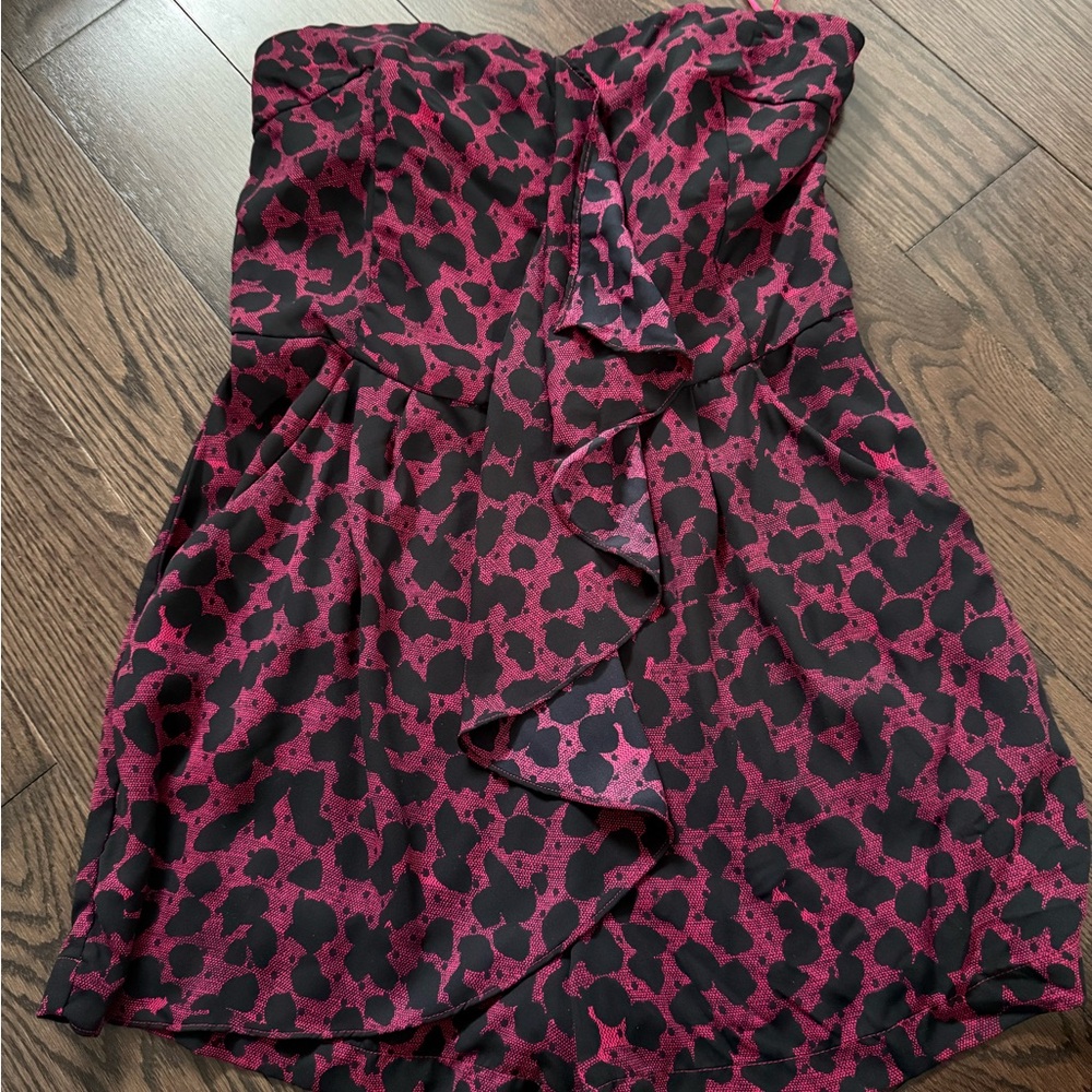 Preowned Express strapless  multi Playsuit-romper Pink Leopard